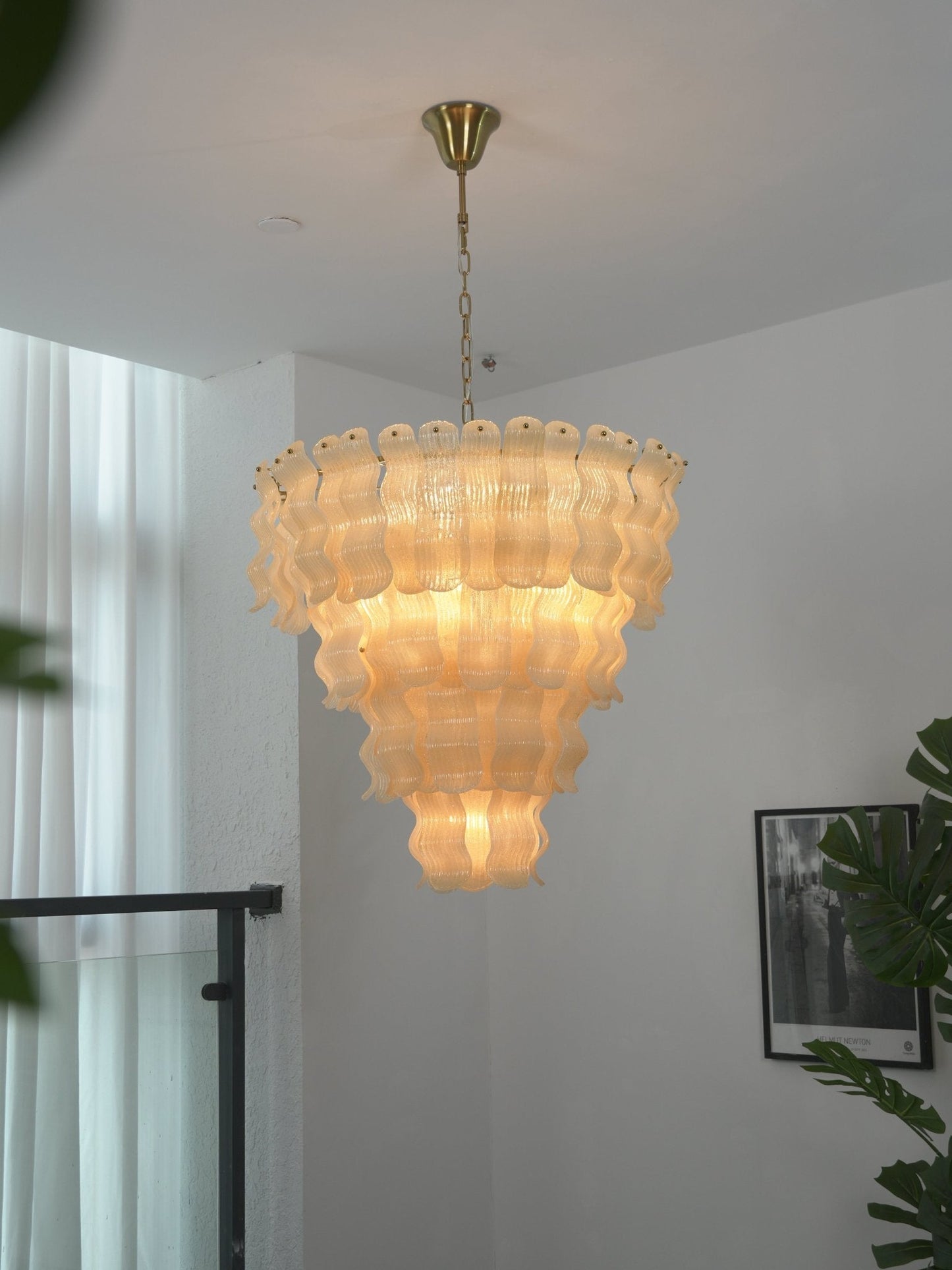 Pollensa Glass Chandelier - Elegant Design with Adjustable Height & LE
