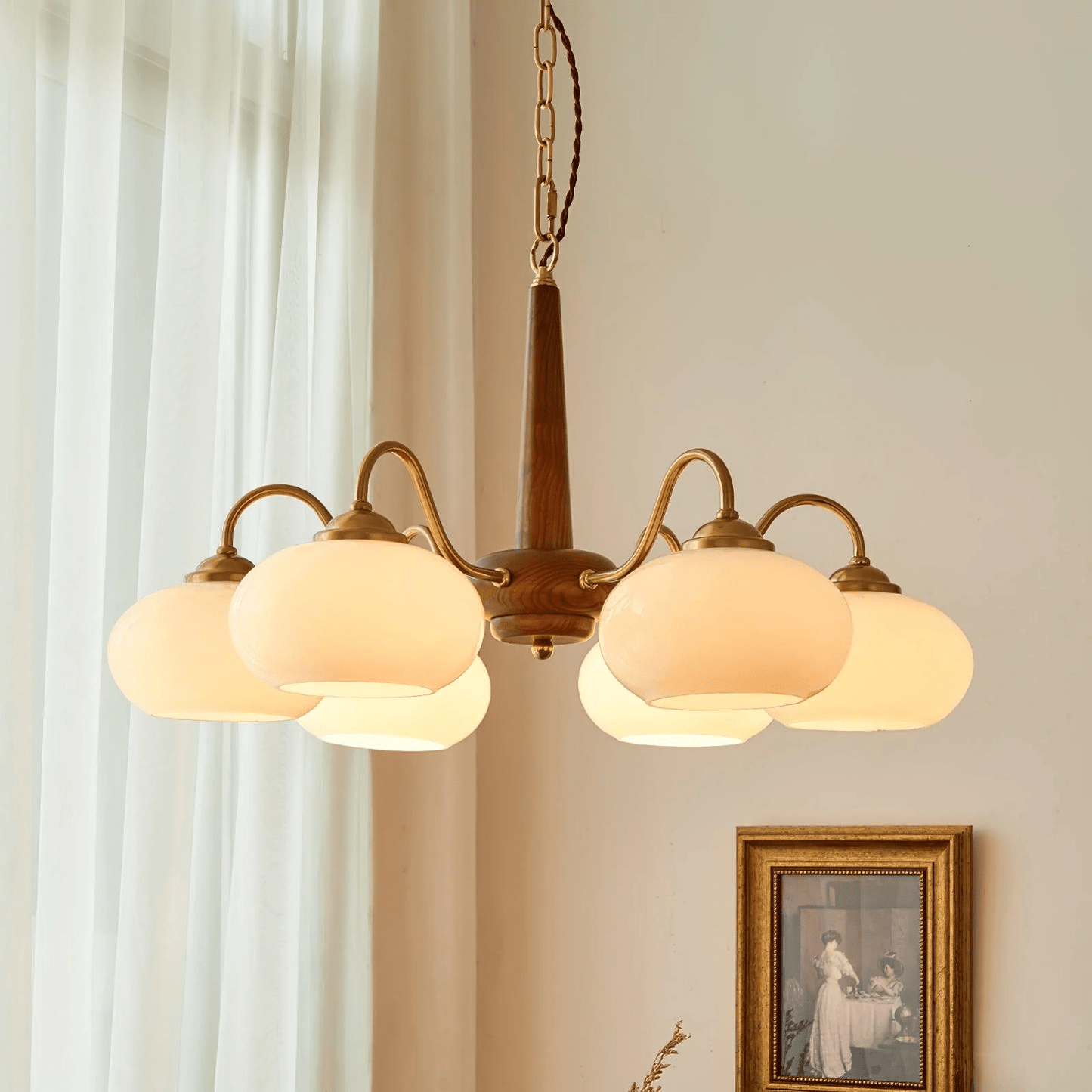 Elegant Persimmon Chandelier - Adjustable Height, Energy-Efficient LED
