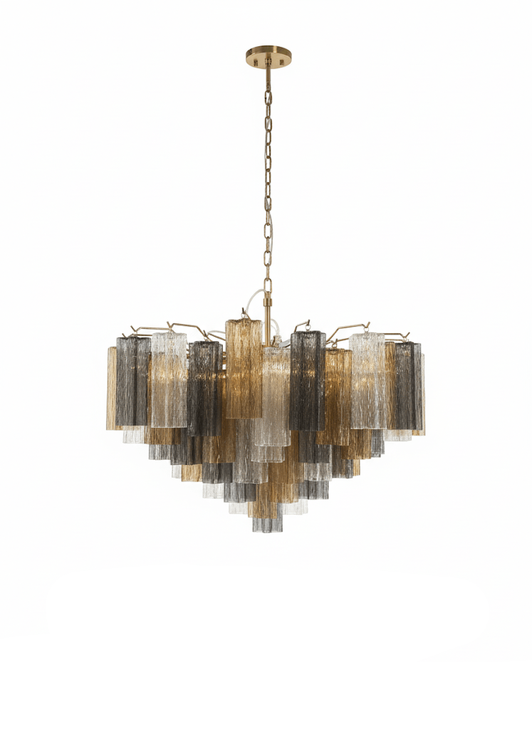 Elegant Virella Glass Chandelier - Crystal Accents & Adjustable Height