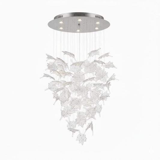 Multicolor Crystal Maple Leaf Chandelier with Adjustable Height & LED