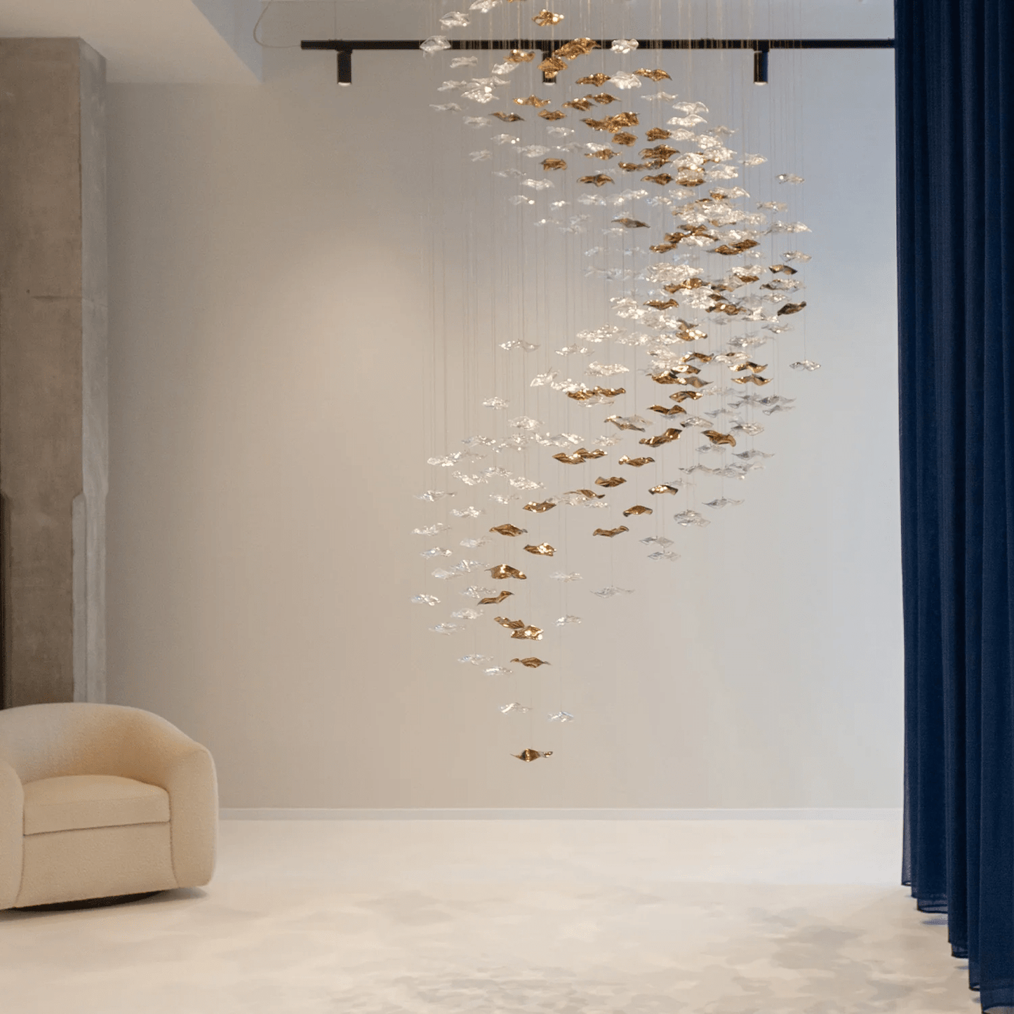 Tidal Art Glass Chandelier - Elegant Design with Dimmable LED Lights