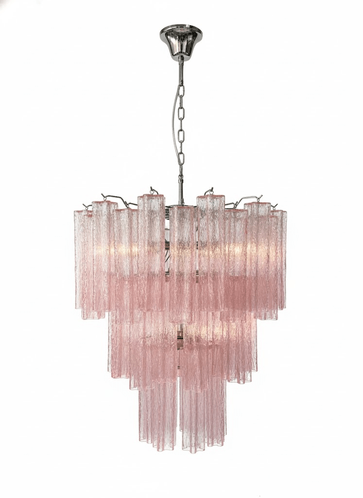 Elegant Rose Tubes Glass Chandelier with Adjustable Height & LED Compa