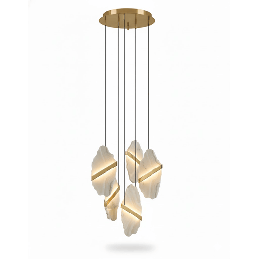Auralith Alabaster Chandelier - Elegant Lighting with Adjustable Heigh