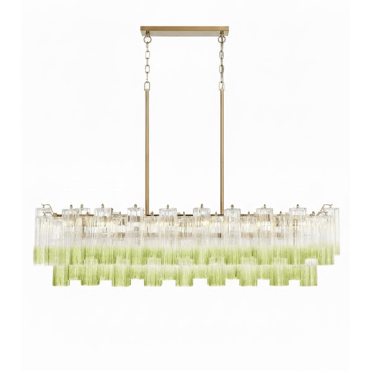 Eloria Modern Glass Linear Chandelier with Adjustable Height & LED Lig