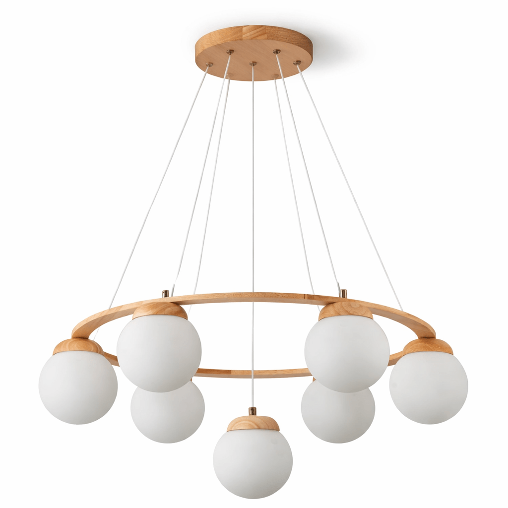 Miira Wood Chandelier - Elegant Design with Adjustable Height & LED Co