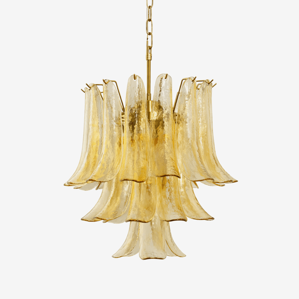 Amber Cascade Glass Chandelier - Elegant Design with Adjustable Height
