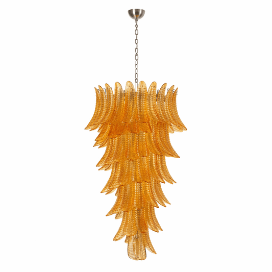 Amber Leaf Cascade Chandelier - Elegant Design with Adjustable Height
