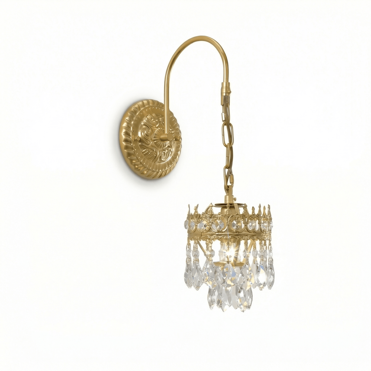 Elegant Crystal Crown Wall Sconce - Dimmable LED & Adjustable Light An