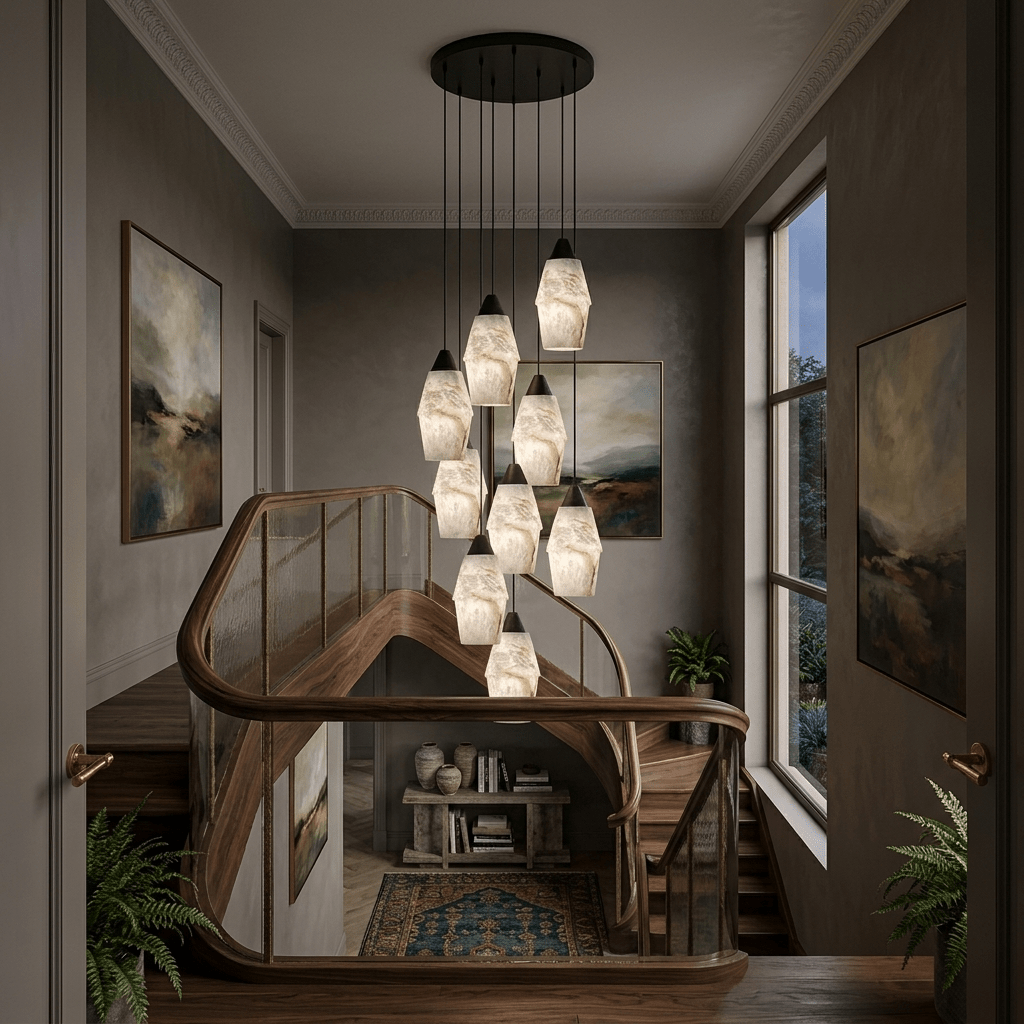 Pavilion Alabaster Cluster Chandelier - Elegant Design, Adjustable Hei