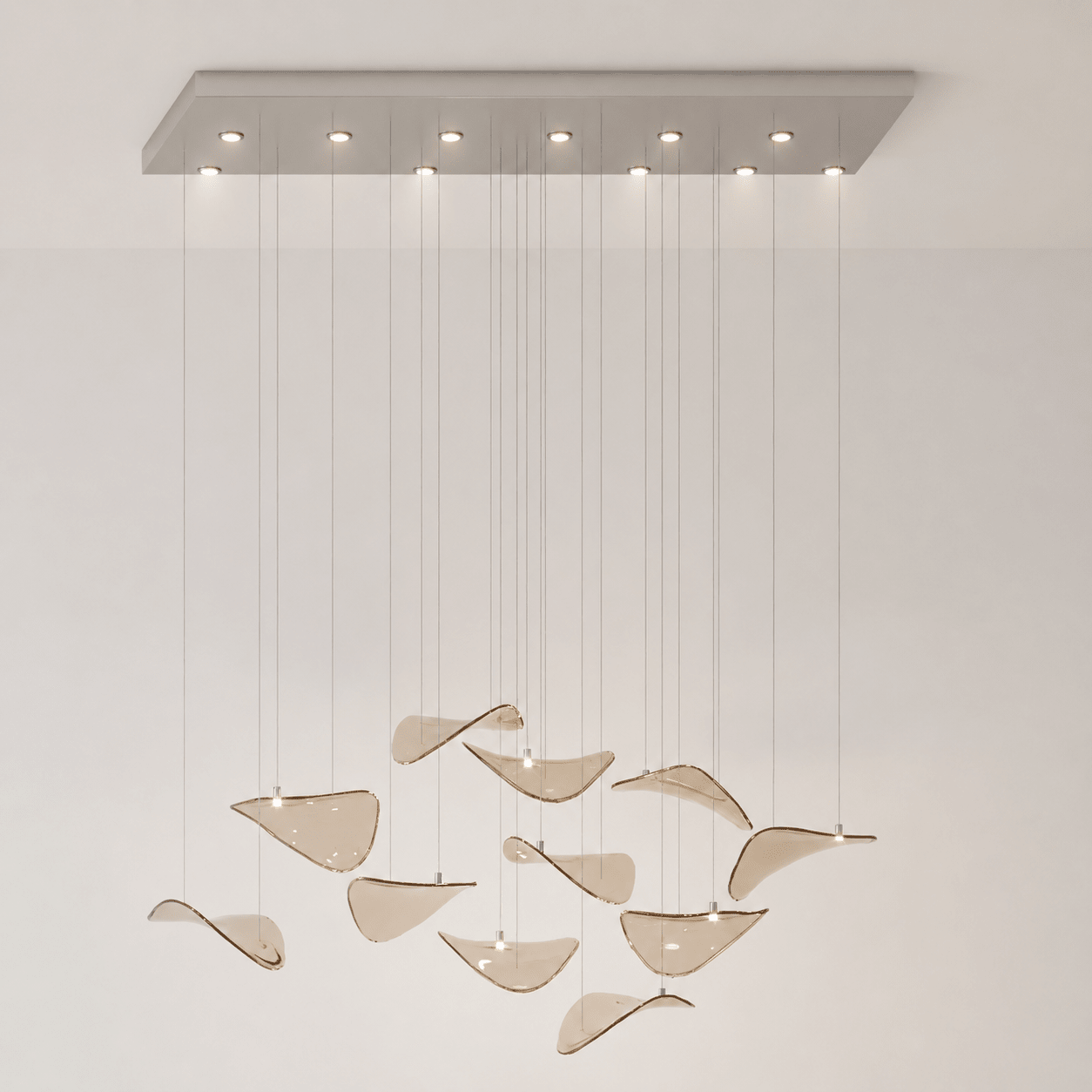 Elegant Wave Floating Leaf Chandelier with Adjustable Brightness & Eco