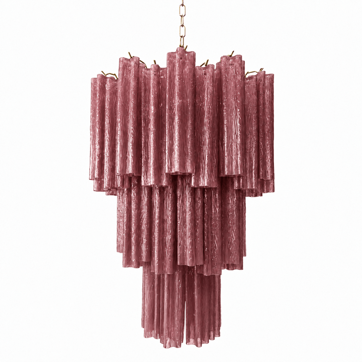 Elegant Pink Glass Tubes Chandelier with Adjustable Height & LED Compa