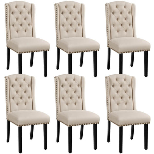 Upholstered Dining Chairs Set of 6 Button Tufted Kitchen Chairs Position 2