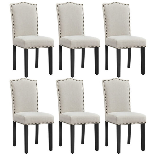 Upholstered Fabric Dining Chairs Set of 6 Beige Position 2