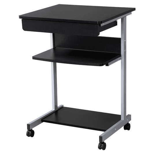 Rolling Laptop Desk with Storage Drawer & Locking Casters — side view