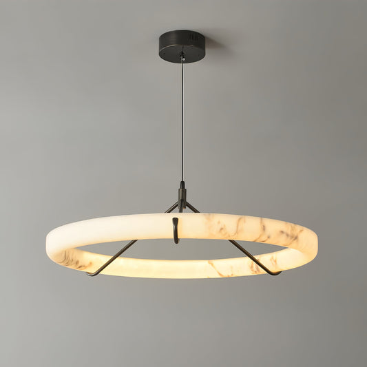 Alabaster Ring Pendant Lamp - Elegant Design with Adjustable Height