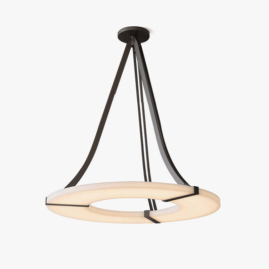 Alabaster Halo Pendant Light - Adjustable Height, Modern Design