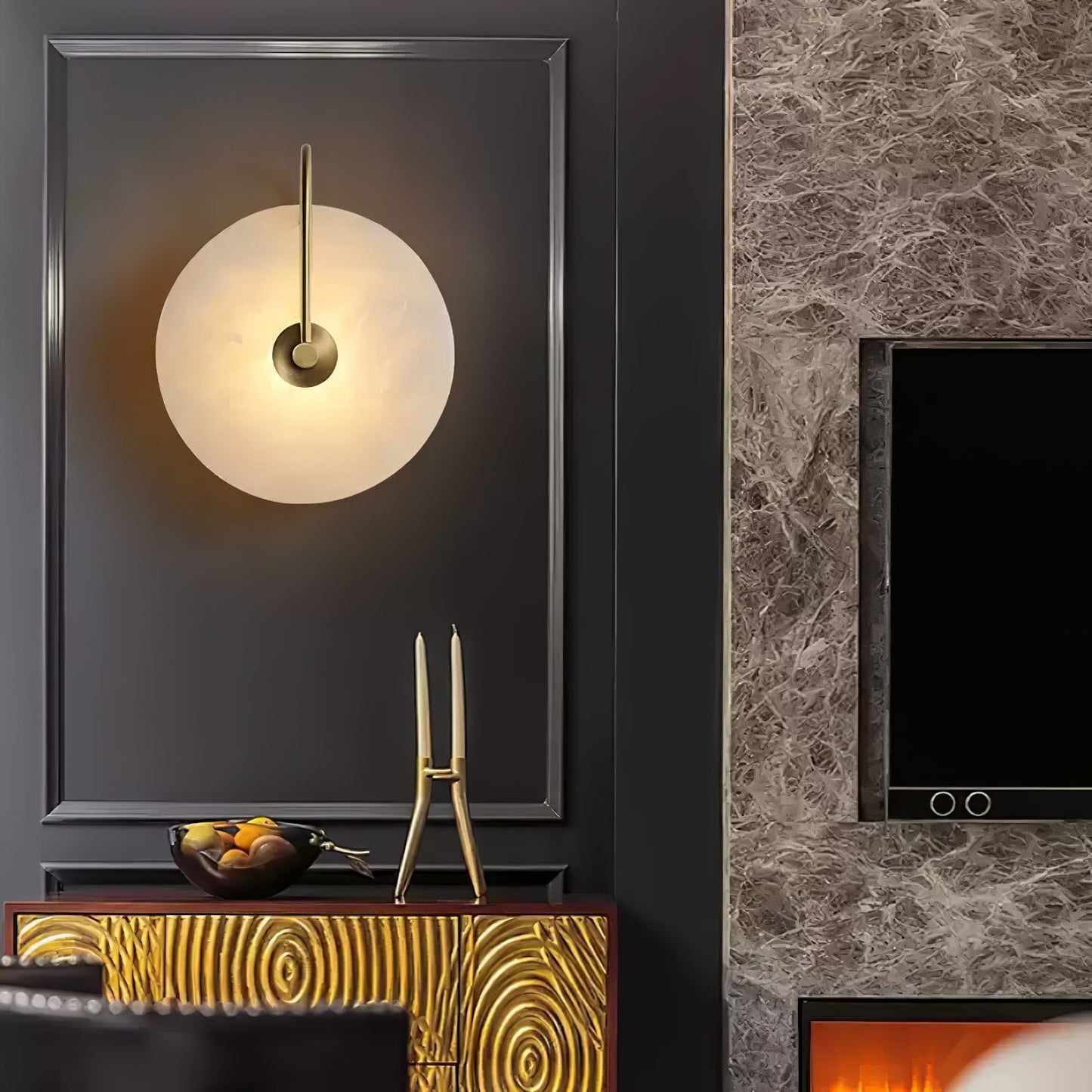 Alabaster LED Plug-In Wall Lamp - Dimmable, Energy Efficient Lighting