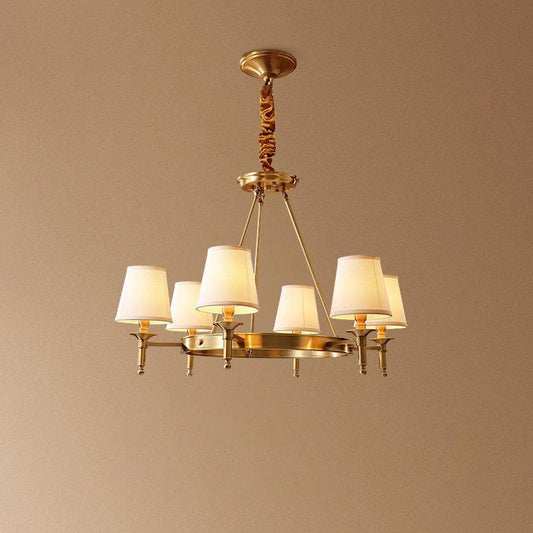 Elegant Antique Brass Chandelier with Adjustable Height and 6 Lights