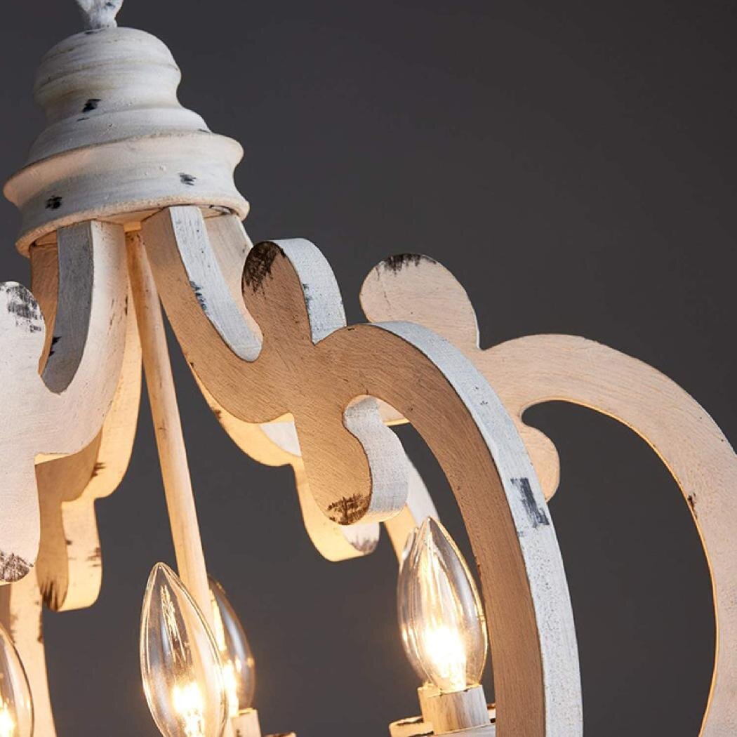 Antique White Chandelier - Elegant Design with Adjustable Height & Cry