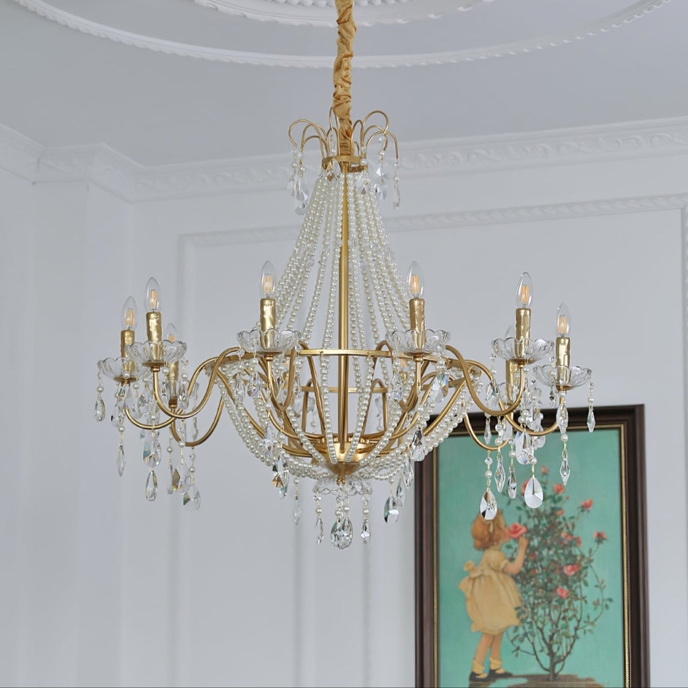 Arcadia Gold Chandelier - Elegant Design with Adjustable Height & LED