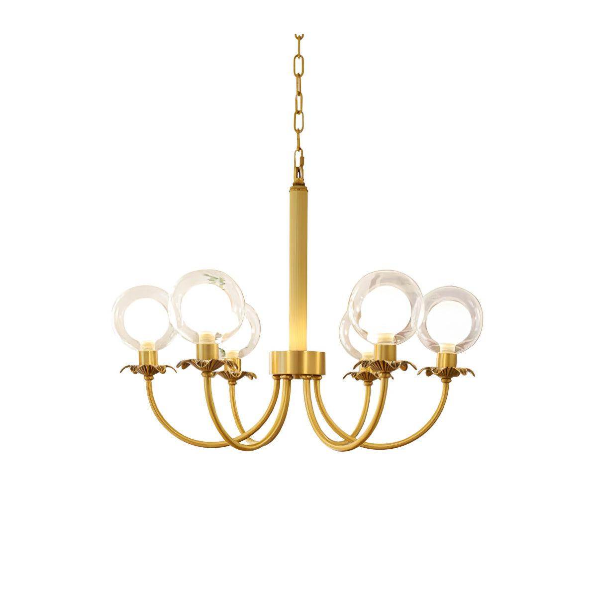 Aureate Radiance Glass Chandelier - Elegant Design, Adjustable Height
