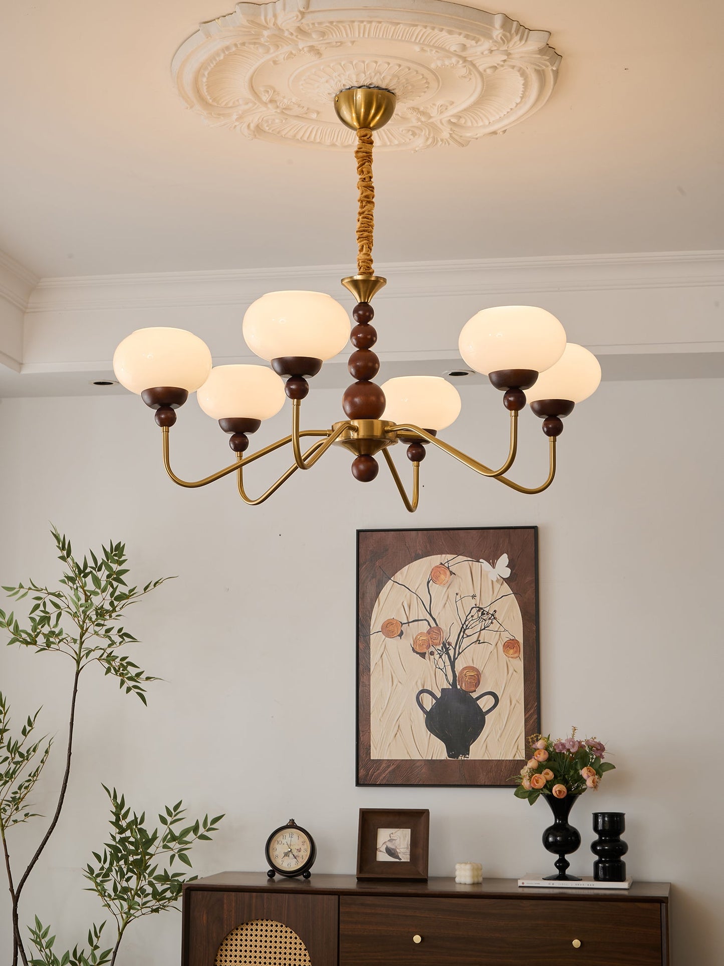 Elegant Bellini Chandelier - Crystal Accents, Adjustable Height