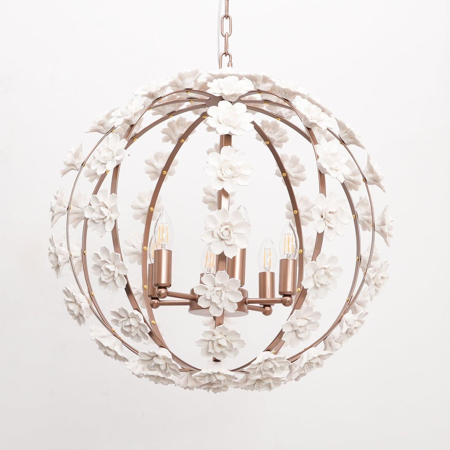 Bianca Floral Orb Chandelier - Elegant Design with Adjustable Height