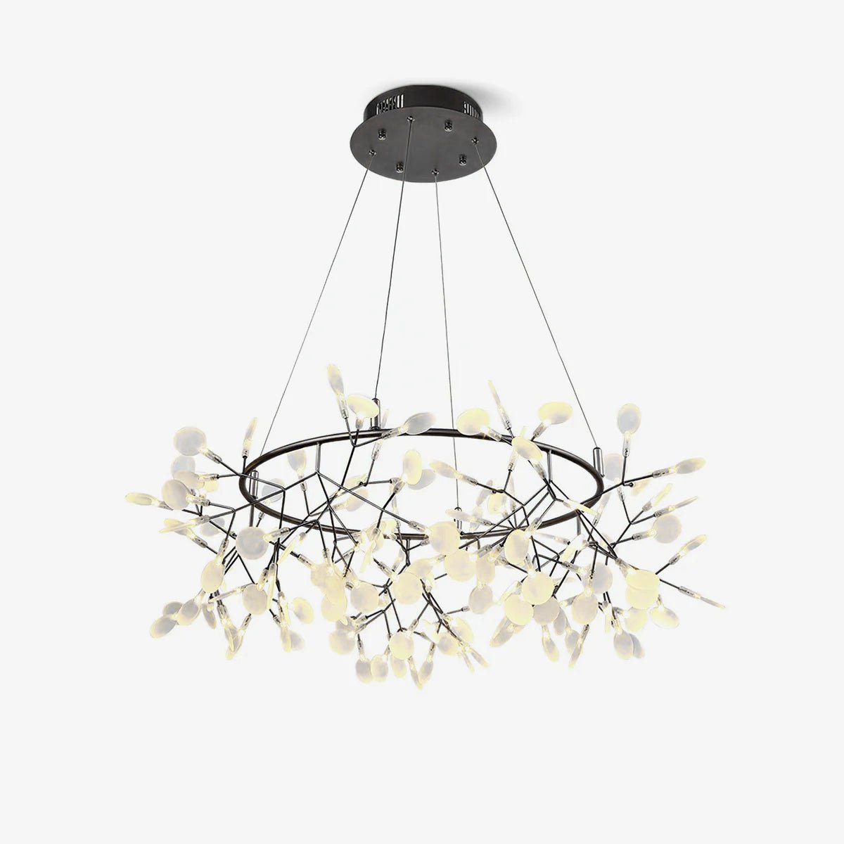 Black Big O Firefly LED Chandelier - Dimmable, Energy Efficient Lighti