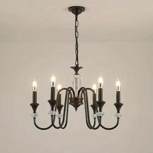 Elegant Noir Candelabra Chandelier with Adjustable Arms & LED Compatib