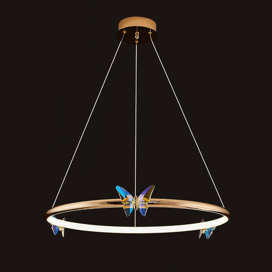 Elegant Blue Butterfly Chandelier - Adjustable Height, LED Compatible