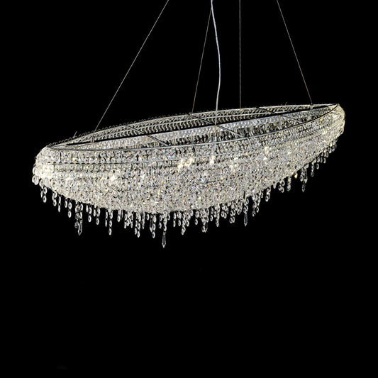 Elegant Boat Crystal Chandelier with Dimmable LED Lights and Adjustabl