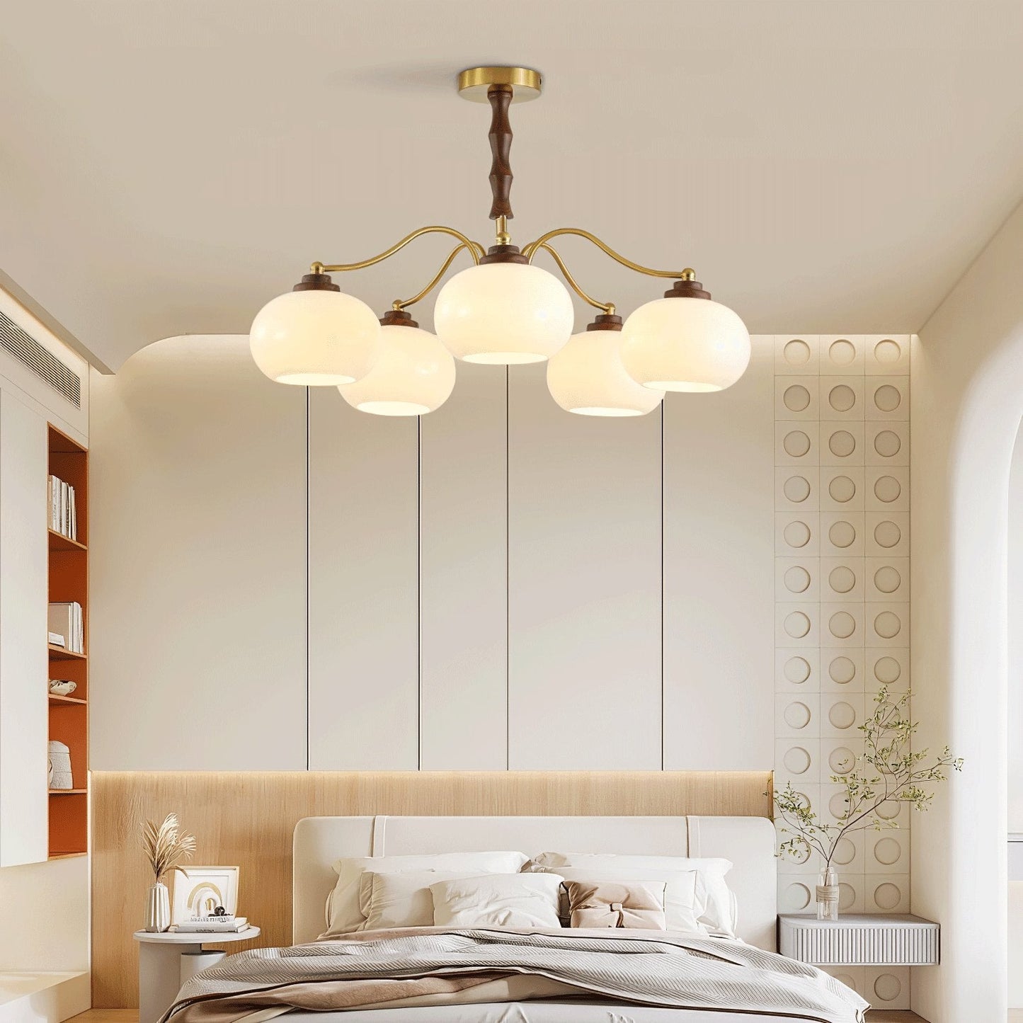 Persimmon Glass Globe Chandelier - Elegant Design & Adjustable Height