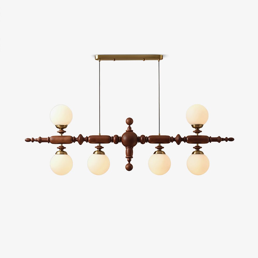 Elegant Wooden Chandelier with Adjustable Height and LED Compatibility