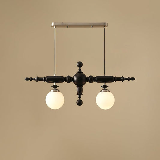 Elegant Wooden Chandelier with Adjustable Height and LED Compatibility