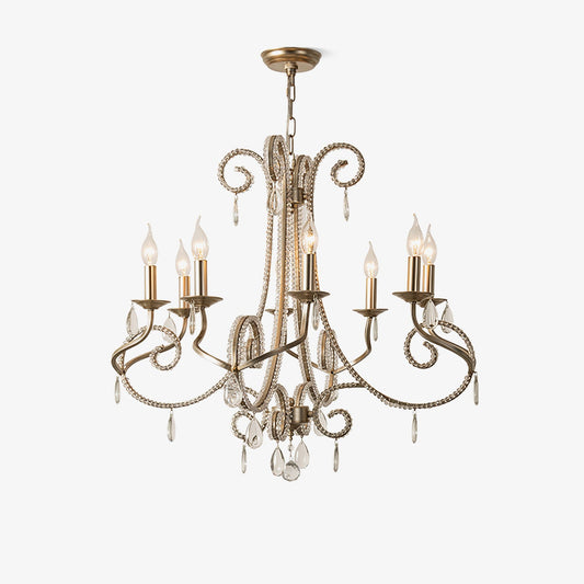 Elegant Candle Crystal Chandelier - Adjustable Height & Sparkling Acce