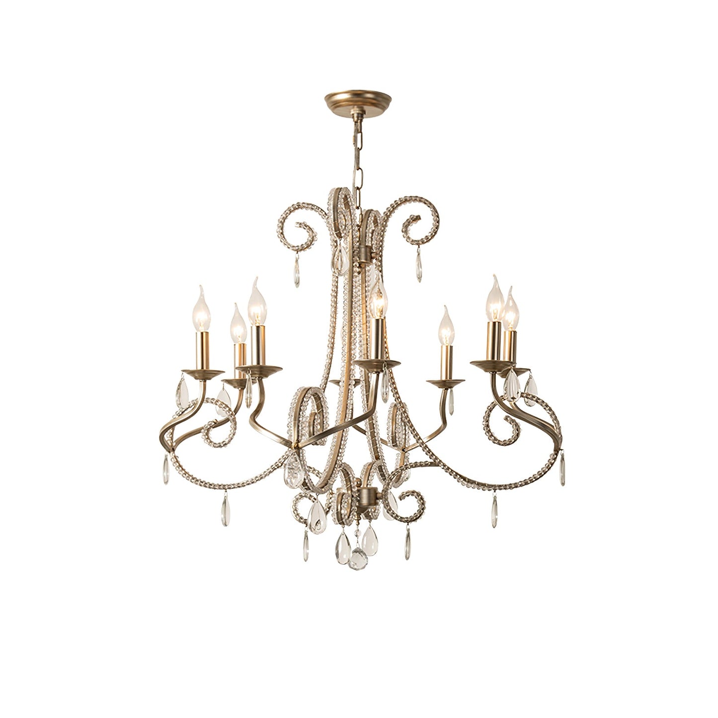 Elegant Candle Crystal Chandelier - Adjustable Height & Sparkling Acce