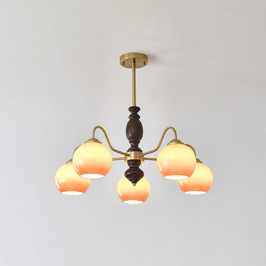 Elegant Caramel Orb Chandelier - Adjustable Height, Energy Efficient L