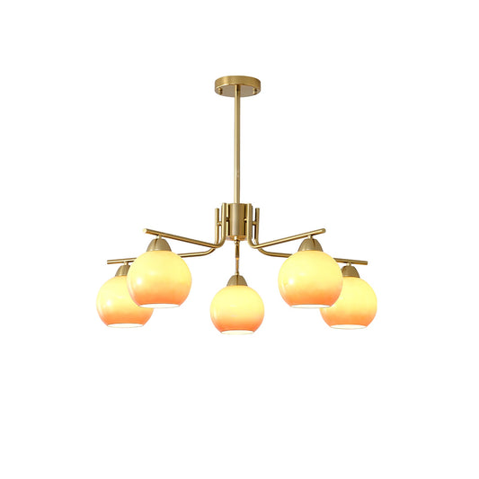 Elegant Caramel Sphere Chandelier - Adjustable Height, LED Compatible