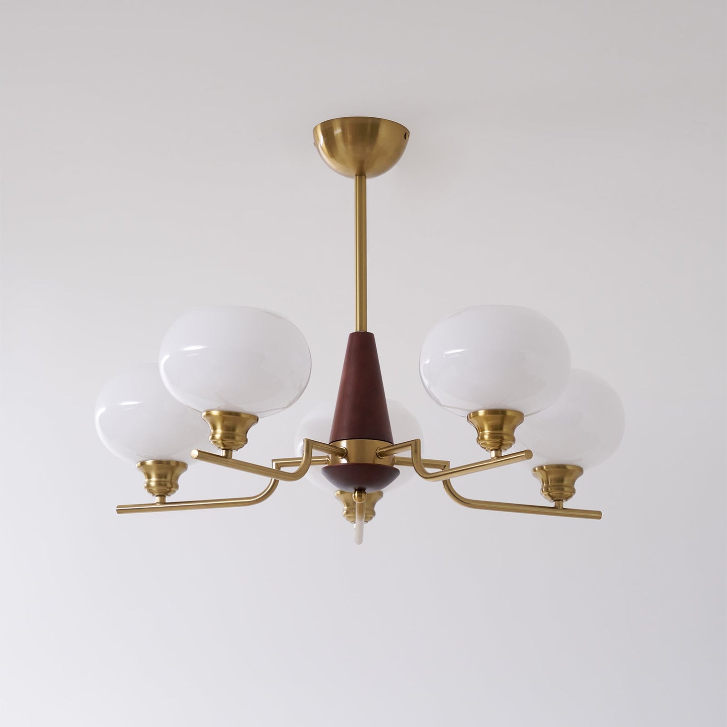Celeste Sphere Walnut Chandelier - Elegant Design with Adjustable Heig