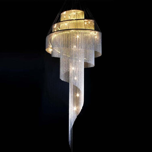Celestial Twist Chandelier - Elegant Design with Adjustable Height & L