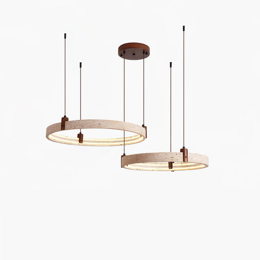 Celestial Orbit Travertine Chandelier - Elegant Design, Adjustable Hei
