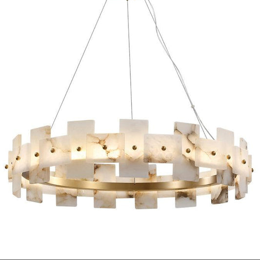 Alabaster Halo Chandelier - Elegant Design with Adjustable Brightness