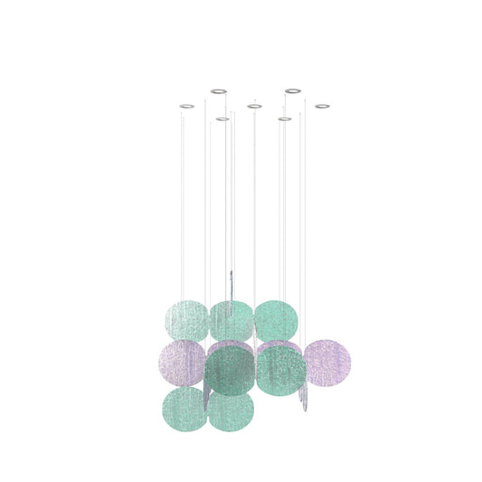 Iridescent Disc Chandelier - Adjustable Height, Energy-Efficient LED