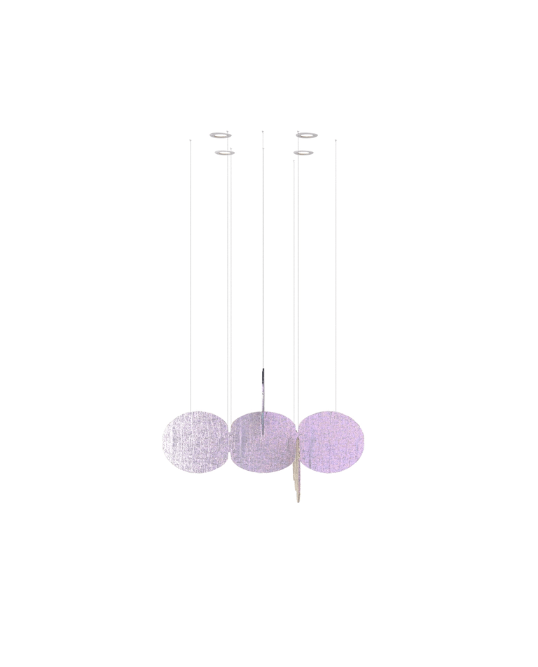 Iridescent Disc Chandelier - Adjustable Height, Energy-Efficient LED