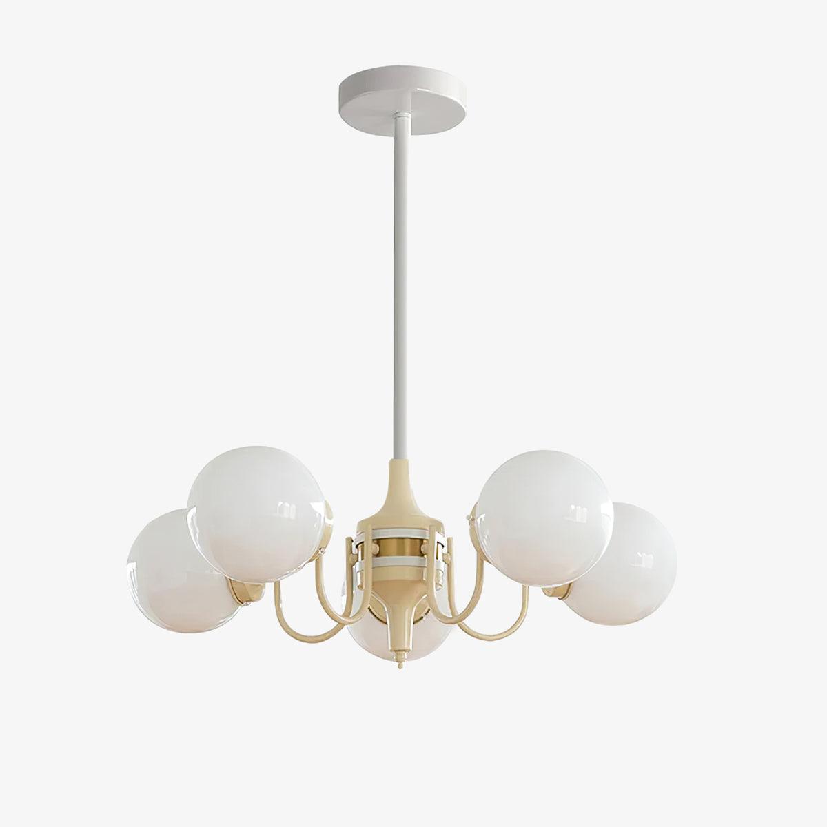 Elegant Cream Ball Chandelier with Adjustable Lighting & Modern Design
