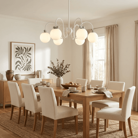 Elegant Cream Cherry Chandelier with Adjustable Brightness & Crystal A