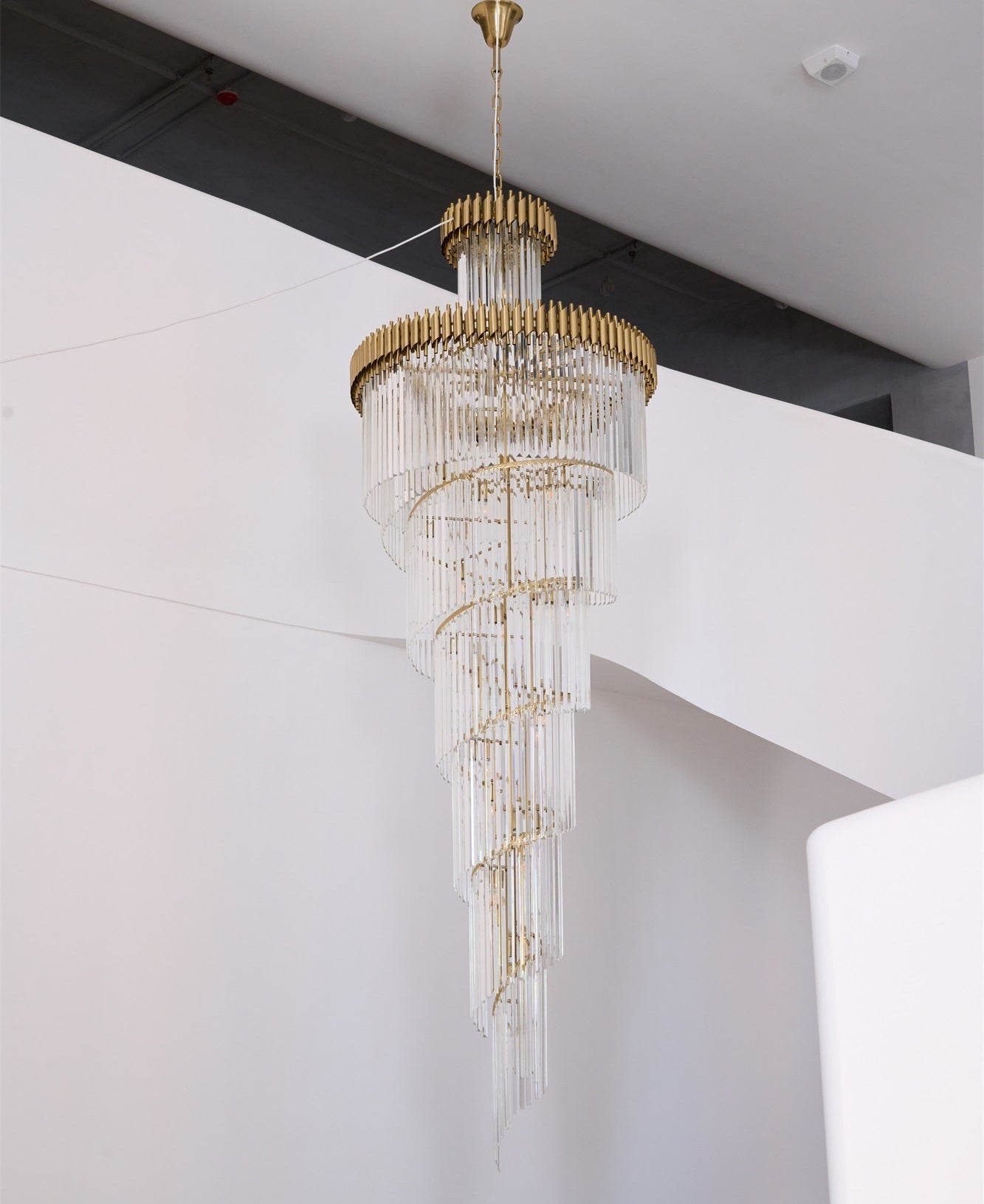 Elegant Crystal Spiral Chandelier with Adjustable Height & LED Lights