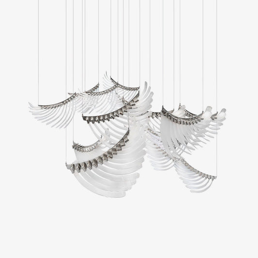 Elegant Bird Feather LED Chandelier with Adjustable Brightness & Moder