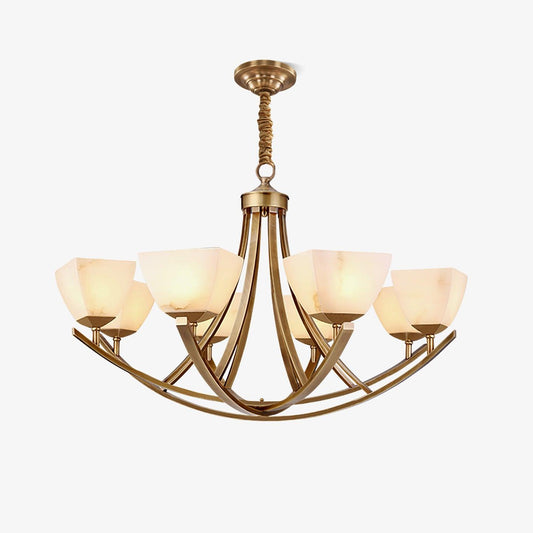 Dover Brass Chandelier - Elegant Design with Adjustable Height & LED C