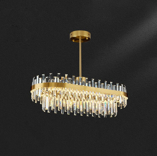 Elegant Drum Glass Chandelier with Adjustable Height & LED Compatibili